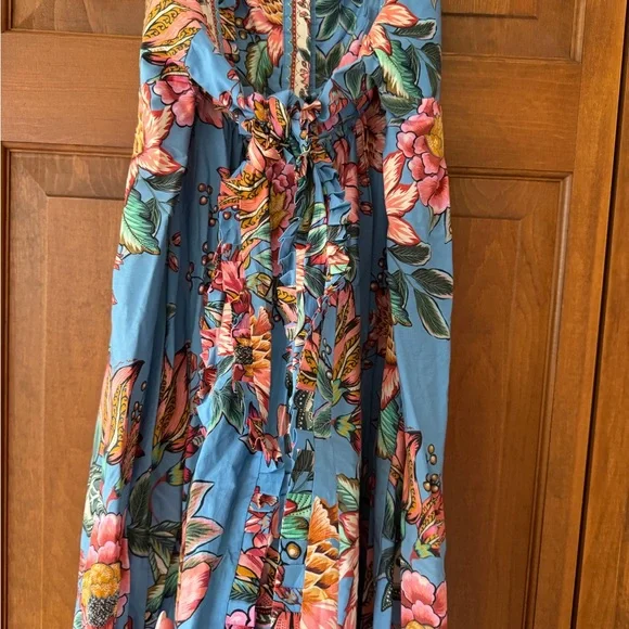 FARM Rio Blue Floral Maxi Dress with Pink & Green Botanicals - Picture 6 of 8